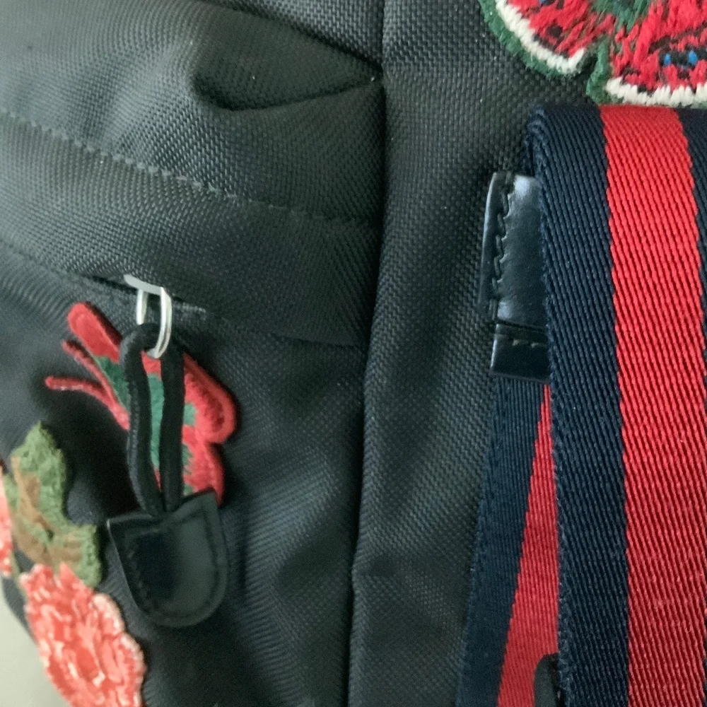 GUCCI L'Aveugle Par Amour Embroidered Canvas Backpack Black AUTHENTIC + Dustbag - Picture 14 of 16